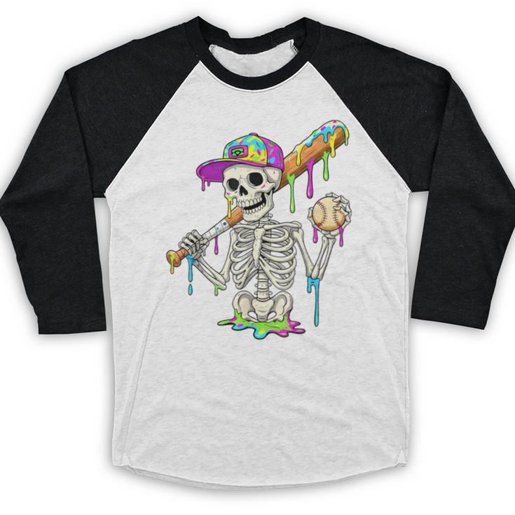 Skeleton Baseball Drip Boys Ice Cream Drip Youth Baseball Baseball Raglan Shirt