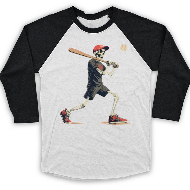 Skeleton Baseball Halloween Costume Men Boys Kids Baseball Raglan Shirt