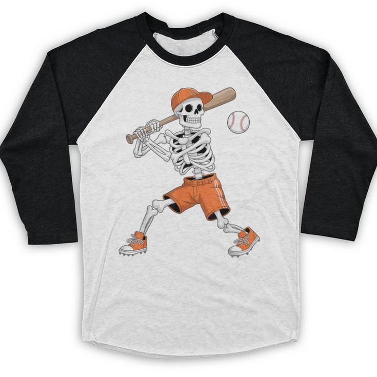 Skeleton Batting Baseball Halloween Baseball Raglan Shirt Skeleton Batting Baseball Halloween Baseball Raglan Shirt