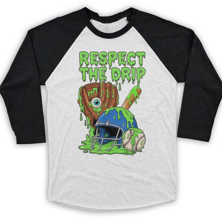 Spooky Zombie Respect The Drip Baseball Halloween Baseball Raglan Shirt