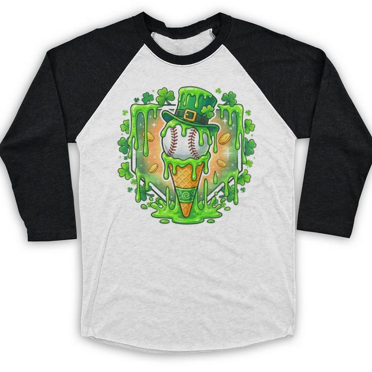 St Patrick Day Baseball Drip Ice Cream Baseball Home Plate Baseball Raglan Shirt