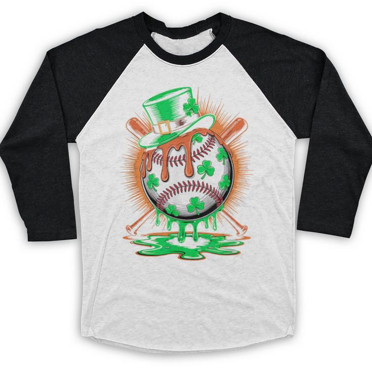 St Patrick Day Baseball Drip Ice Cream Kids Boys Men Baseball Raglan Shirt