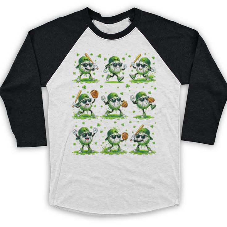 St Patricks Day Baseball Ice Cream Boys Baseball Player Baseball Raglan Shirt