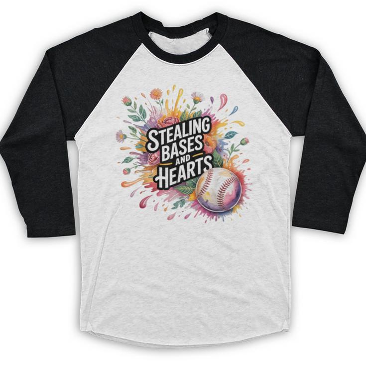 Stealing Bases And Hearts Baseball Puns Sports Baseball Raglan Shirt