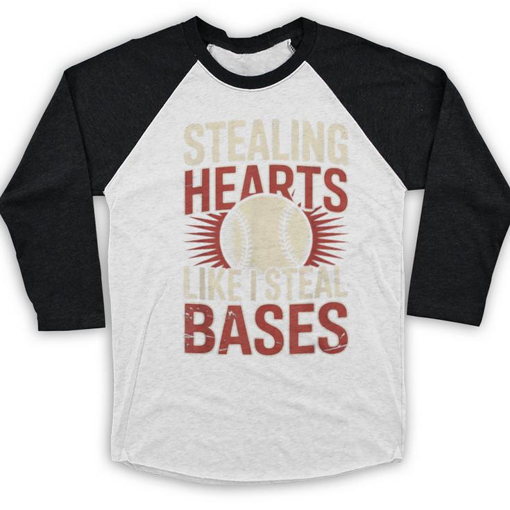 Stealing Hearts Like I Steal Bases Baseball Valentine Retro Baseball Raglan Shirt