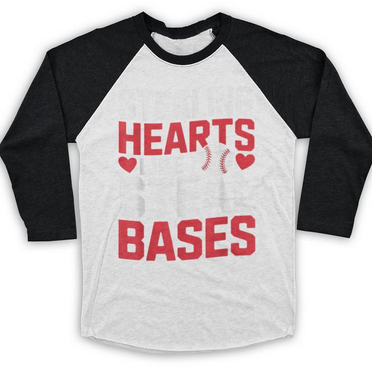Stealing Hearts Like I Steal Bases Cute Baseball Kids Baseball Raglan Shirt