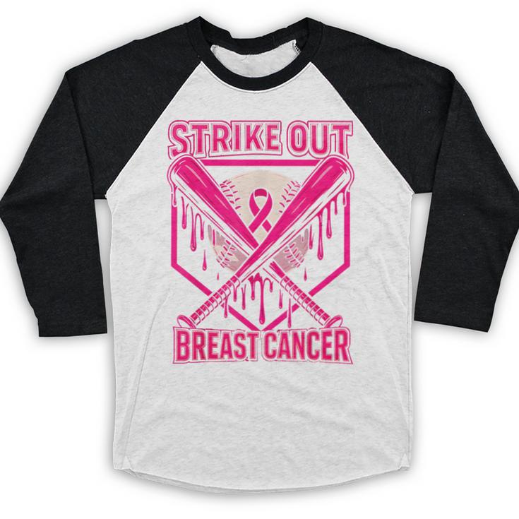 Strike Out Breast Cancer Baseball Ice Cream Drip Baseball Raglan Shirt