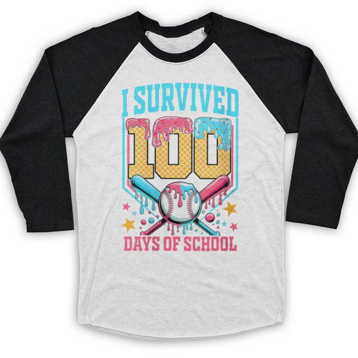I Survived 100 Days Of School Baseball Drip Students Teacher Baseball Raglan Shirt I Survived 100 Days Of School Baseball Drip Students Teacher Baseball Raglan Shirt