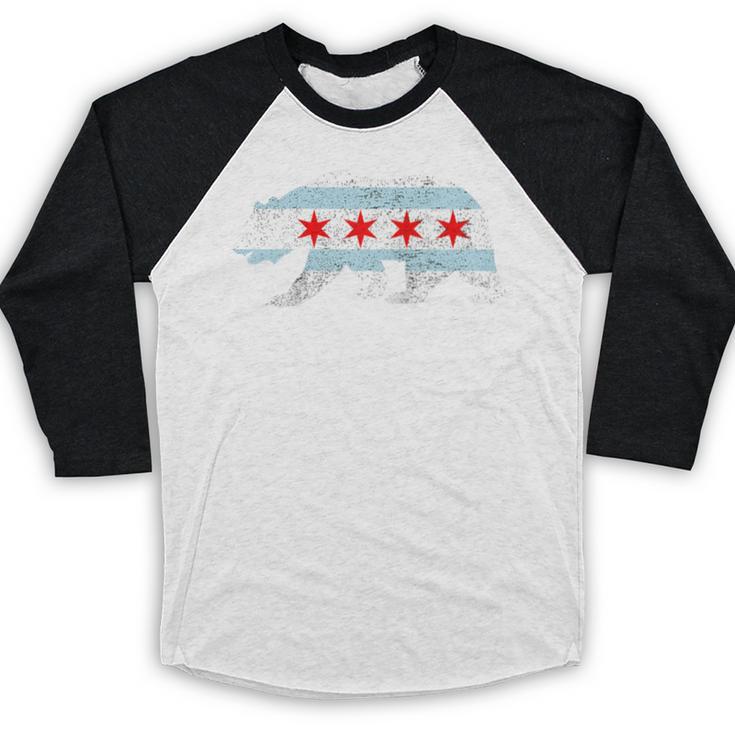 Sweet Vintage Retro Chicago City Flag Bear Print Raglan Baseball Tee Baseball Raglan Shirt Sweet Vintage Retro Chicago City Flag Bear Print Raglan Baseball Tee Baseball Raglan Shirt