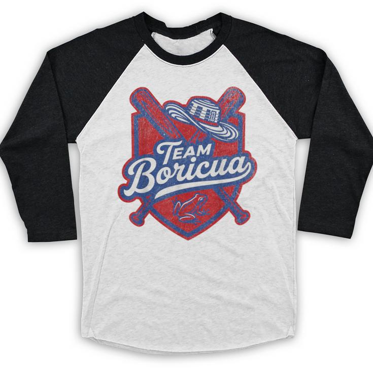Team Boricua Puerto Rico Baseball Coqui Frog Pava Hat Fan Baseball Raglan Shirt Team Boricua Puerto Rico Baseball Coqui Frog Pava Hat Fan Baseball Raglan Shirt