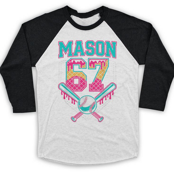Trendy Mason 67 Mem Ice Cream Drip Baseball Birthday Costume Baseball Raglan Shirt Trendy Mason 67 Mem Ice Cream Drip Baseball Birthday Costume Baseball Raglan Shirt