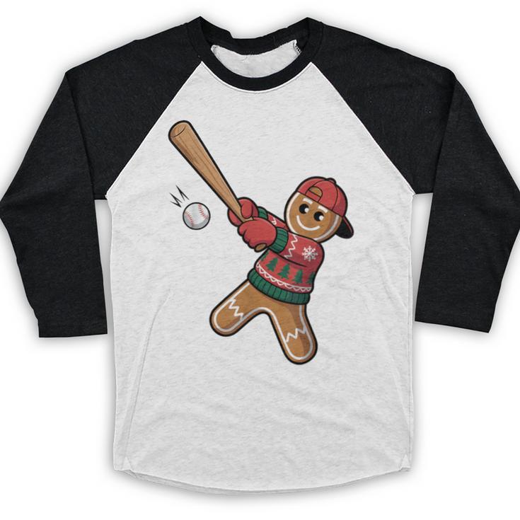Ugly Christmas Sweater Gingerbread Baseball Toddler Kids Baseball Raglan Shirt