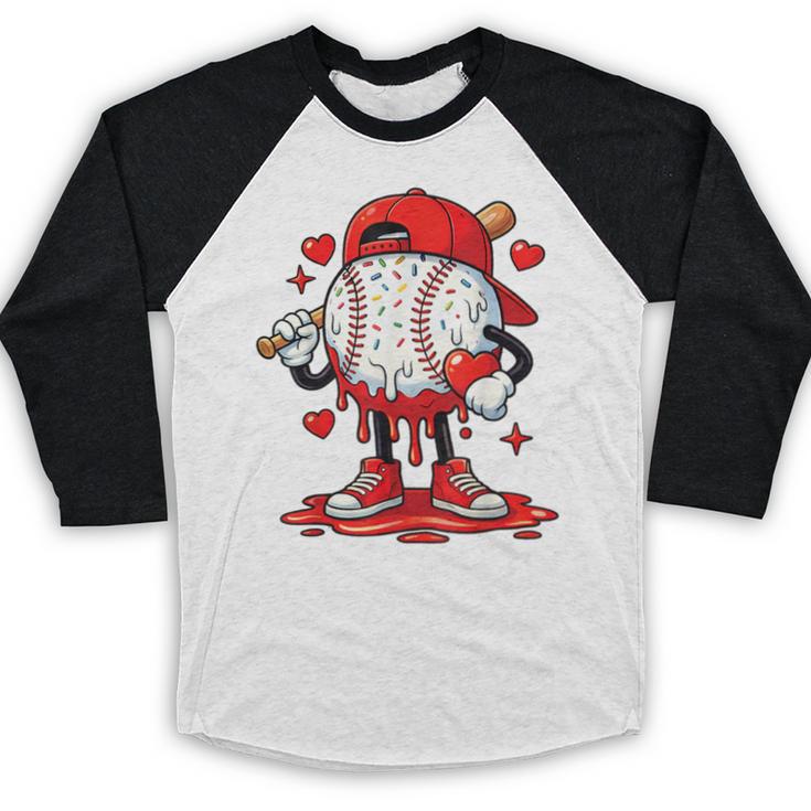 Valentine Baseball Drip Ice Cream Youth Boys Couples Baseball Raglan Shirt