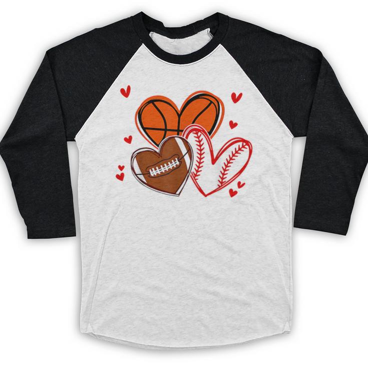 Valentines Baseball Basketball Football Heart Boy Men Baseball Raglan Shirt Valentines Baseball Basketball Football Heart Boy Men Baseball Raglan Shirt