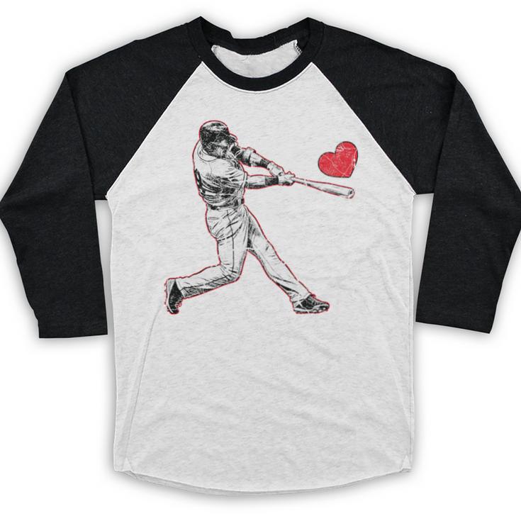 Valentines Baseball Batter Heart Player Silhouette Premium Tri-Blend Baseball Raglan Shirt