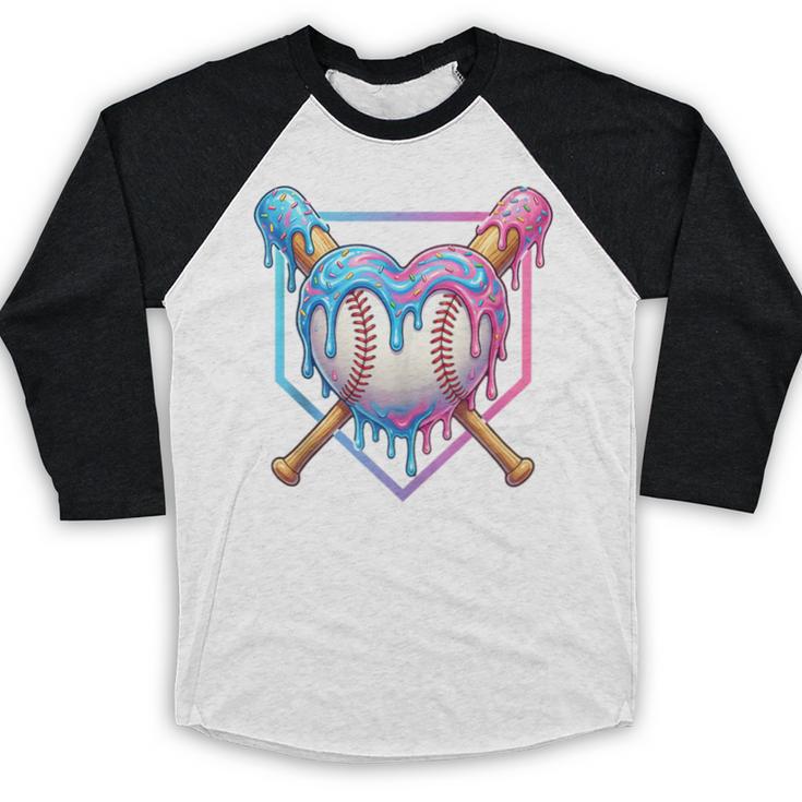 Valentines Baseball Heart Dripping Ice Cream Gen Z Alpha Baseball Raglan Shirt