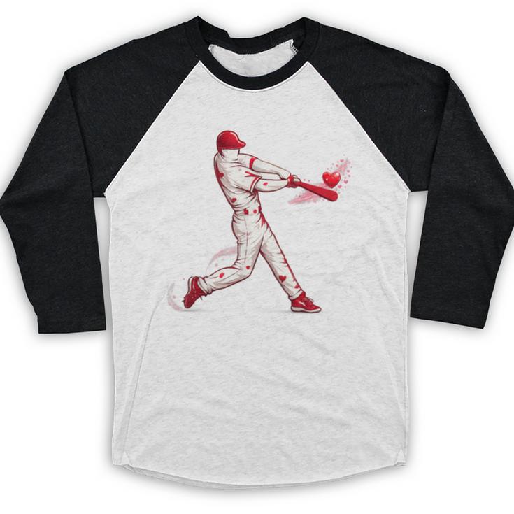 Valentines Day Baseball Batter Silhouette Heart For Men Boys Baseball Raglan Shirt