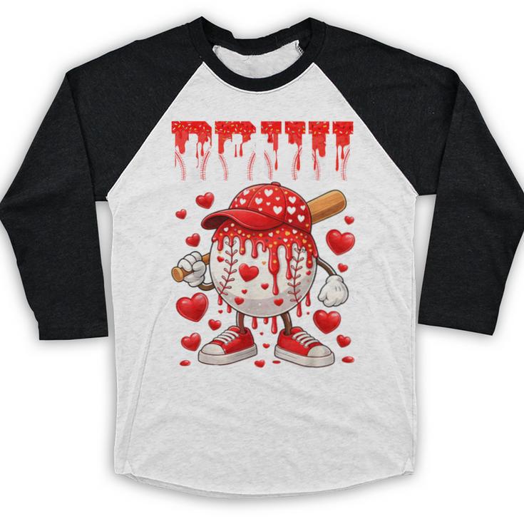 Valentines Day Baseball Drip Boys Bruh Ice Cream Toddler Kid Baseball Raglan Shirt