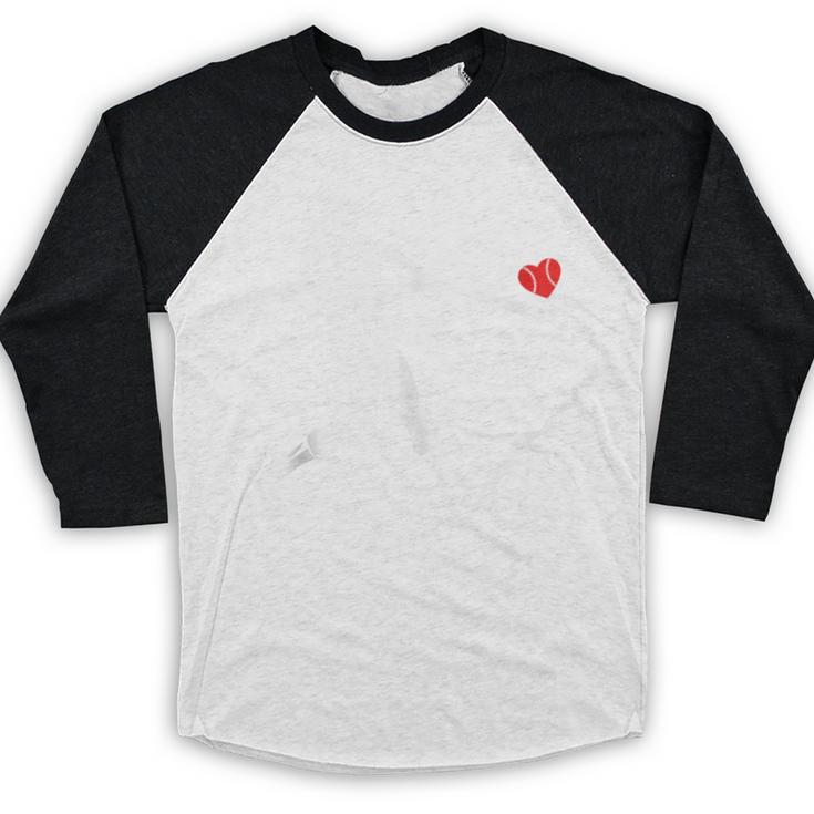 Valentines US Baseball Player Silhouette Heart Baseball Raglan Shirt