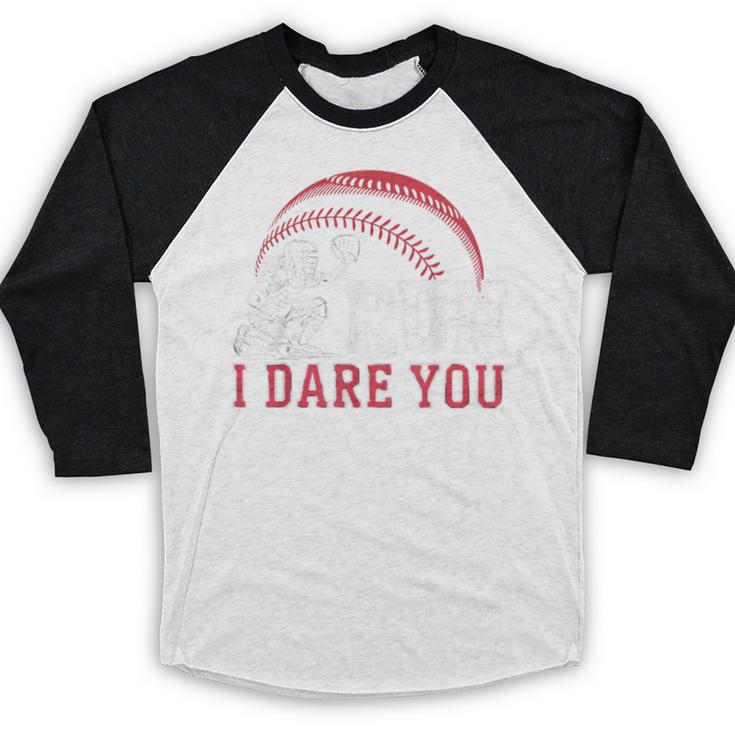 Vintage Humor Baseball Apparel Run I Dare You Baseball Raglan Shirt