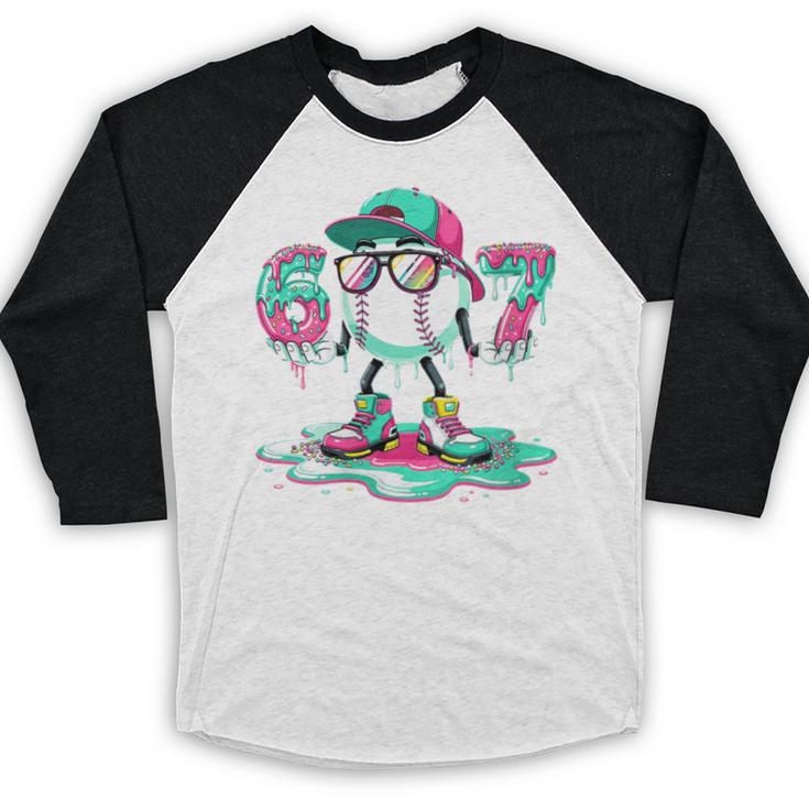 Women's 67 Meme Six Seven 6 7 Meme Baseball Ice Cream Drip Baseball Raglan Shirt