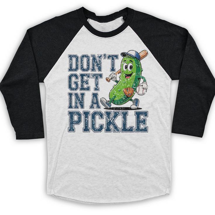 Youth Baseball Catcher Humor Don’t Get In A Pickle Baseball Raglan Shirt Youth Baseball Catcher Humor Don’t Get In A Pickle Baseball Raglan Shirt
