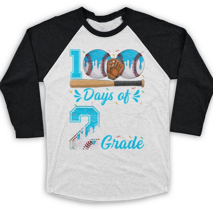 100 Days Of 2nd Grade Baseball 100th Day Of School Boys Kids Baseball Raglan Shirt