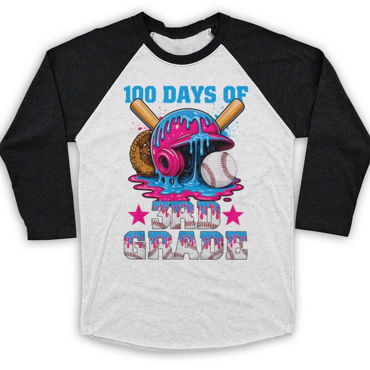 100 Days Of 3rd Grade Baseball 100th Day Of School Boys Kids Baseball Raglan Shirt
