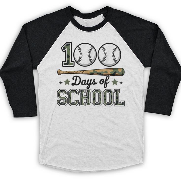 100 Days Of School Baseball Camo Boys School Teacher Baseball Raglan Shirt