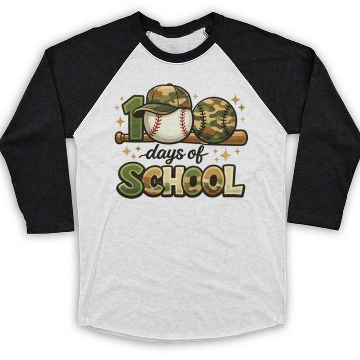 100 Days Of School Baseball Camo School Teacher Boy Baseball Raglan Shirt
