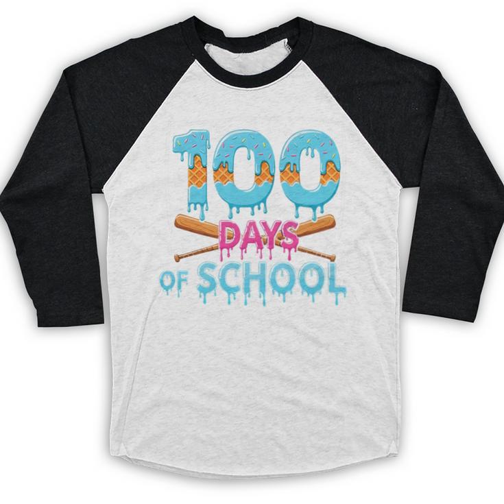 100 Days Of School Drip Ice Cream Baseball For Teacher Kids Premium Tri-Blend Baseball Raglan Shirt