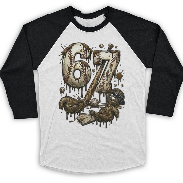 67 Baseball Six Seven Baseball 6 7 Kids Boys Girls Baseball Raglan Shirt