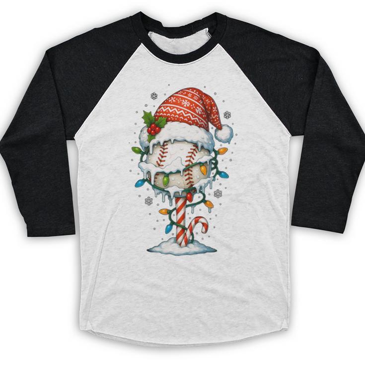 Baseball Christmas Ball Hat Snow Winter Premium Tri-Blend Baseball Raglan Shirt