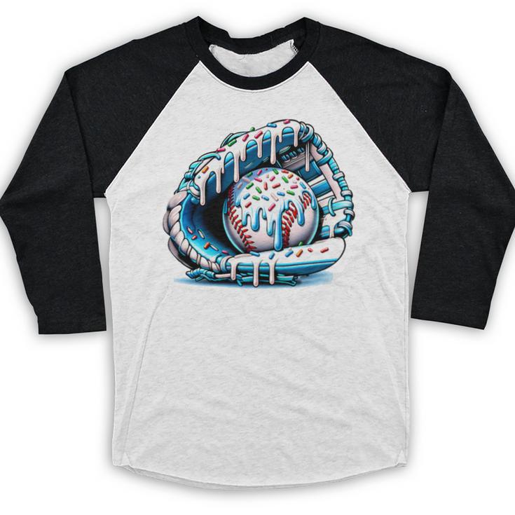 Baseball Drip Ice Cream Sprinkles Baseball Glove Premium Tri-Blend Baseball Raglan Shirt