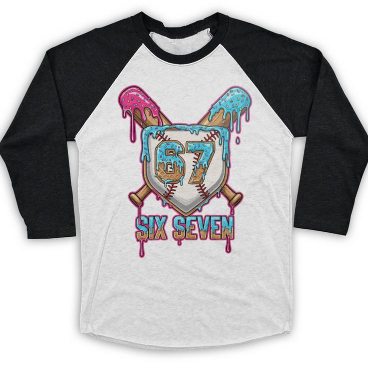Baseball Drip Number 67 Player 6-7 Six Seven Meme Gen Alpha Baseball Raglan Shirt