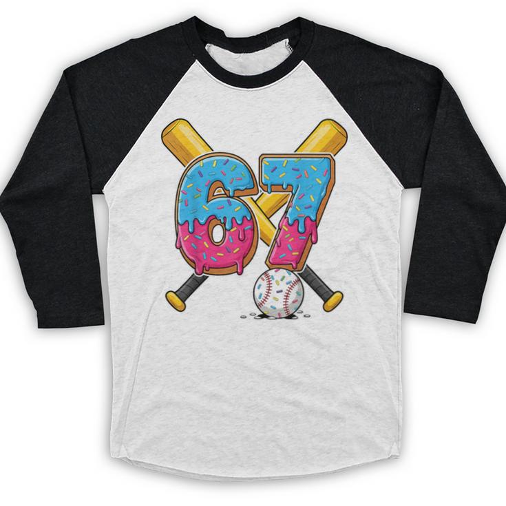 Baseball Drip Number 67 Player 67th Birthday Meme Gen Alpha Baseball Raglan Shirt