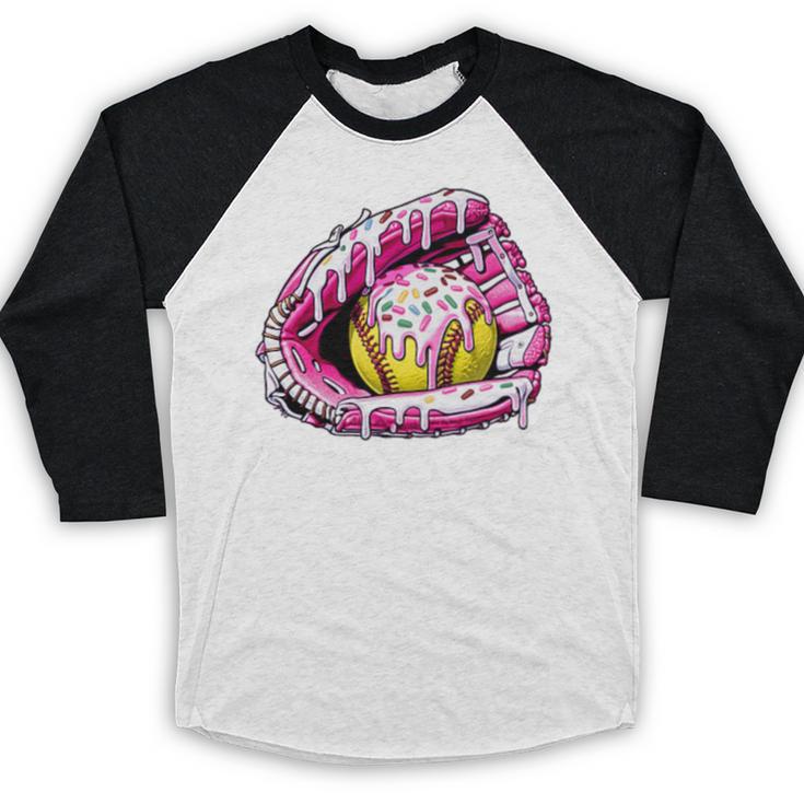 Baseball Glove Drip Shirt Ice Cream Dripping Girls Pocket Premium Baseball Raglan Shirt