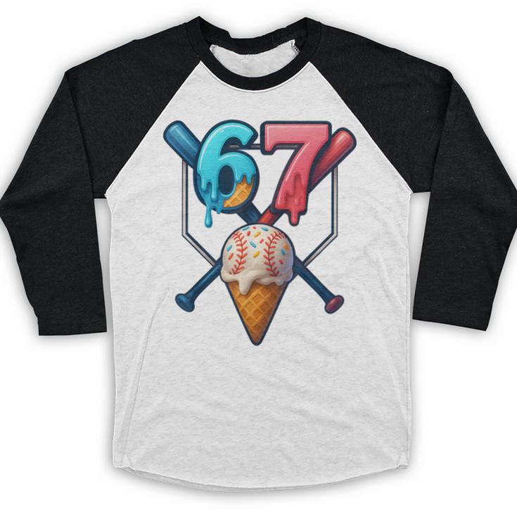 Baseball Ice Cream Drip 67 Six Seven Gen Alpha Slang Meme Baseball Raglan Shirt