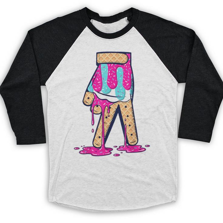 Baseball Ice Cream Drip Boys Glove Sprinkles Baseball Lover Baseball Raglan Shirt