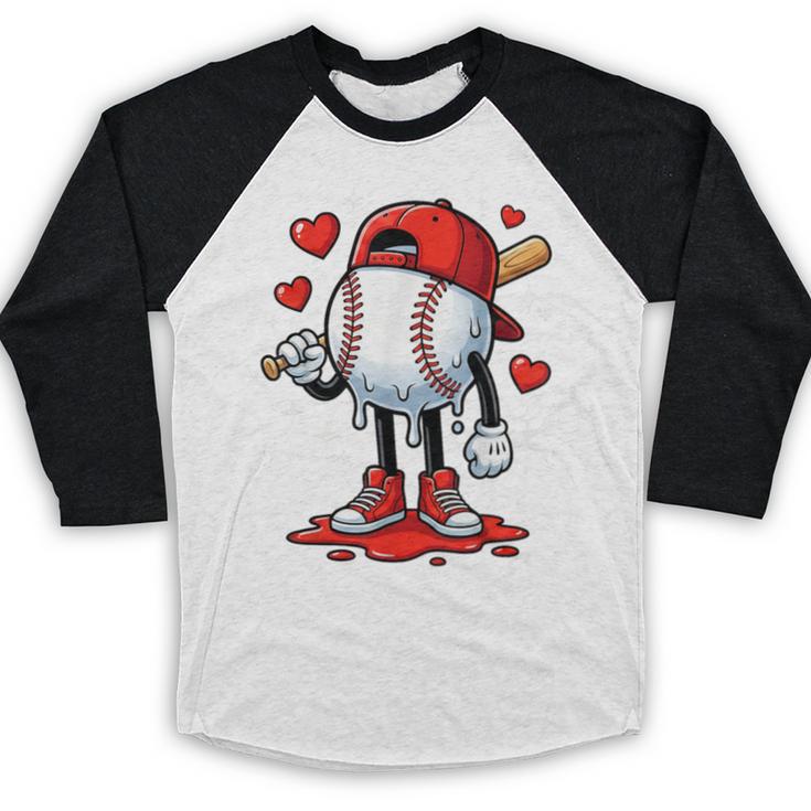 Baseball Ice Cream Drip Valentines Day Sports For Kids Boys Baseball Raglan Shirt