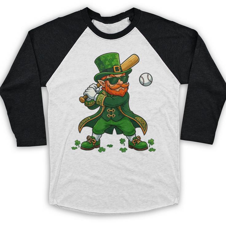 Baseball St Patricks Day Leprechaun Boys Girls Men Women Baseball Raglan Shirt