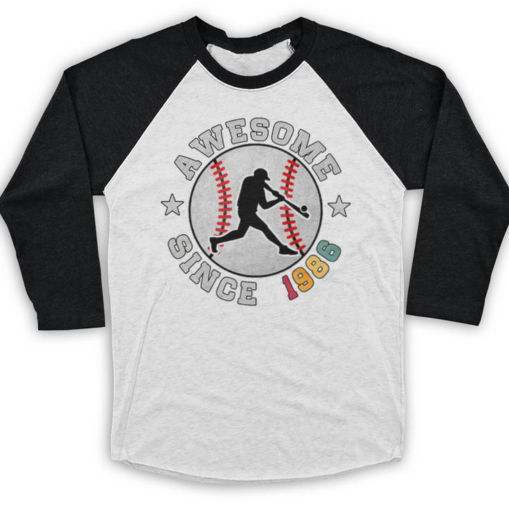 Birthday Baseball Lover 40 Years Old Awesome Since 1986 Premium Tri-Blend Baseball Raglan Shirt