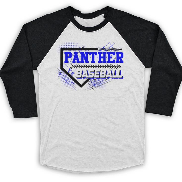 Blue Panther Baseball Home Plate Game Day Mascot Panther Baseball Raglan Shirt