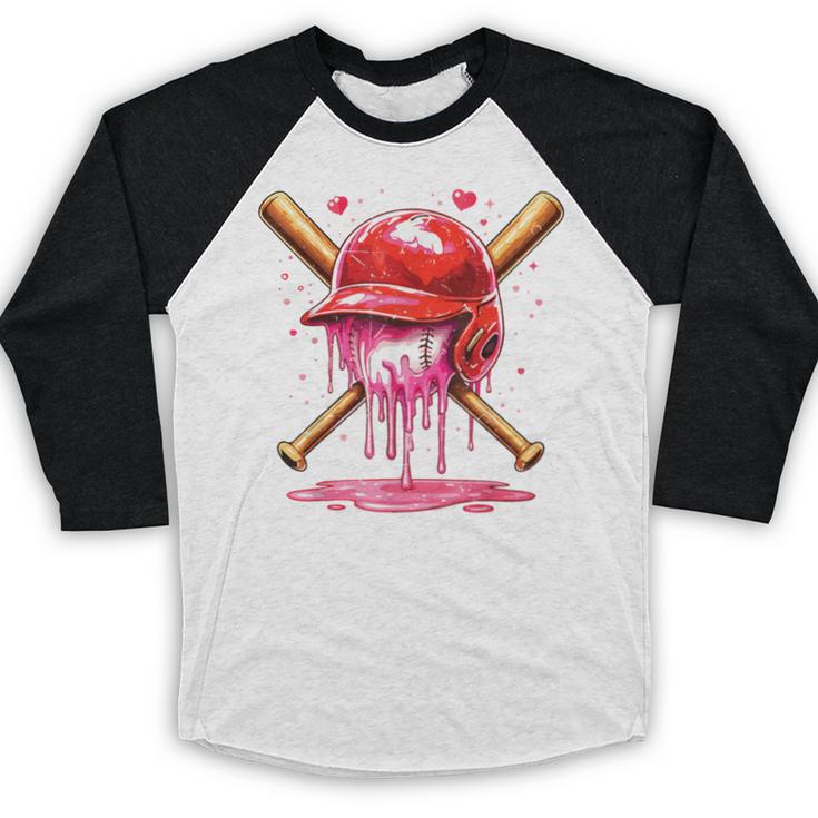 Boys Valentine Day Baseball Helmet Drip Ice-Cream Youth Kids Baseball Raglan Shirt