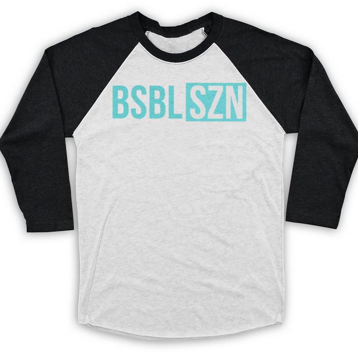 BSBL SZN Baseball Season Game Day Boys Girls Youth Premium Tri-Blend Baseball Raglan Shirt