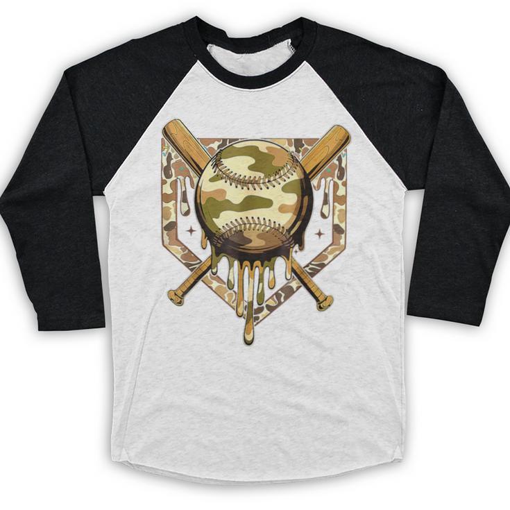 Camo Baseball Dripping Military Camouflage Sports Men Boy Baseball Raglan Shirt