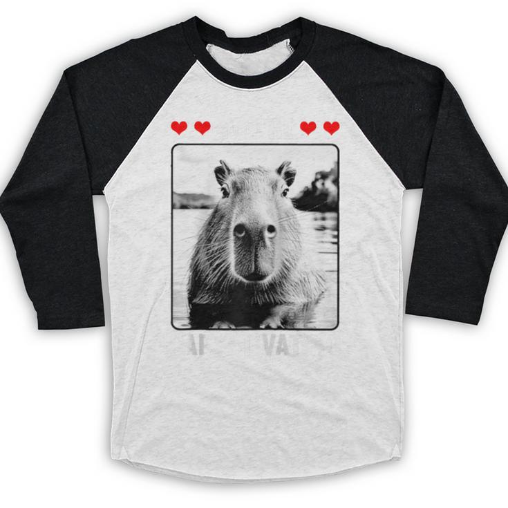 Capybara Love Valentines Day Cute Animal Hearts Raglan Baseball Tee Baseball Raglan Shirt