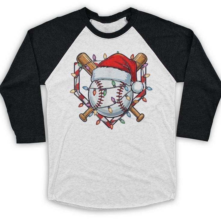 Christmas Baseball Santa Hat For Baseball Players Fans Baseball Raglan Shirt