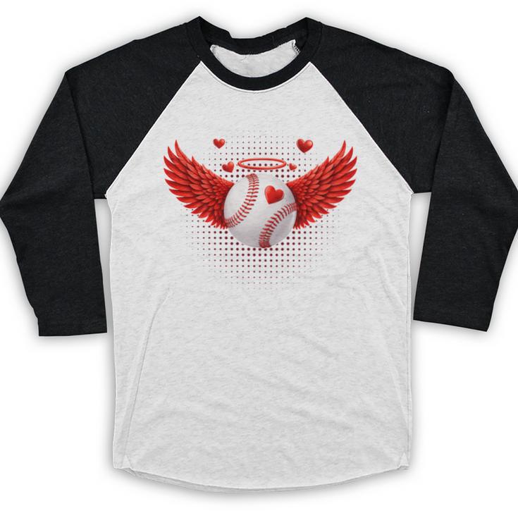 Cute Baseball &Cupid Wings Happy Valentines Boys Men Baseball Raglan Shirt