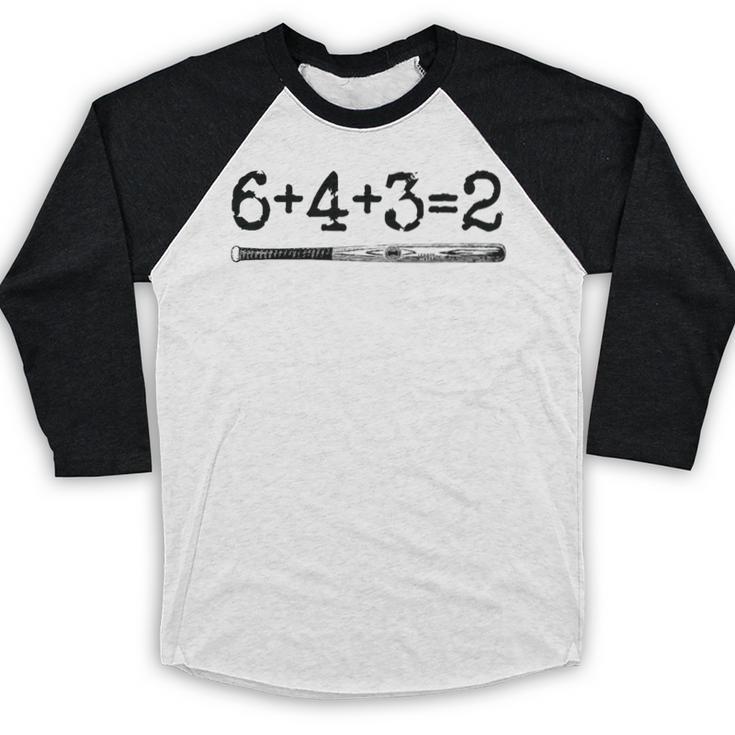 Double Play 6 4 3 2 Vintage Baseball Math Softball Player Premium Tri-Blend Baseball Raglan Shirt